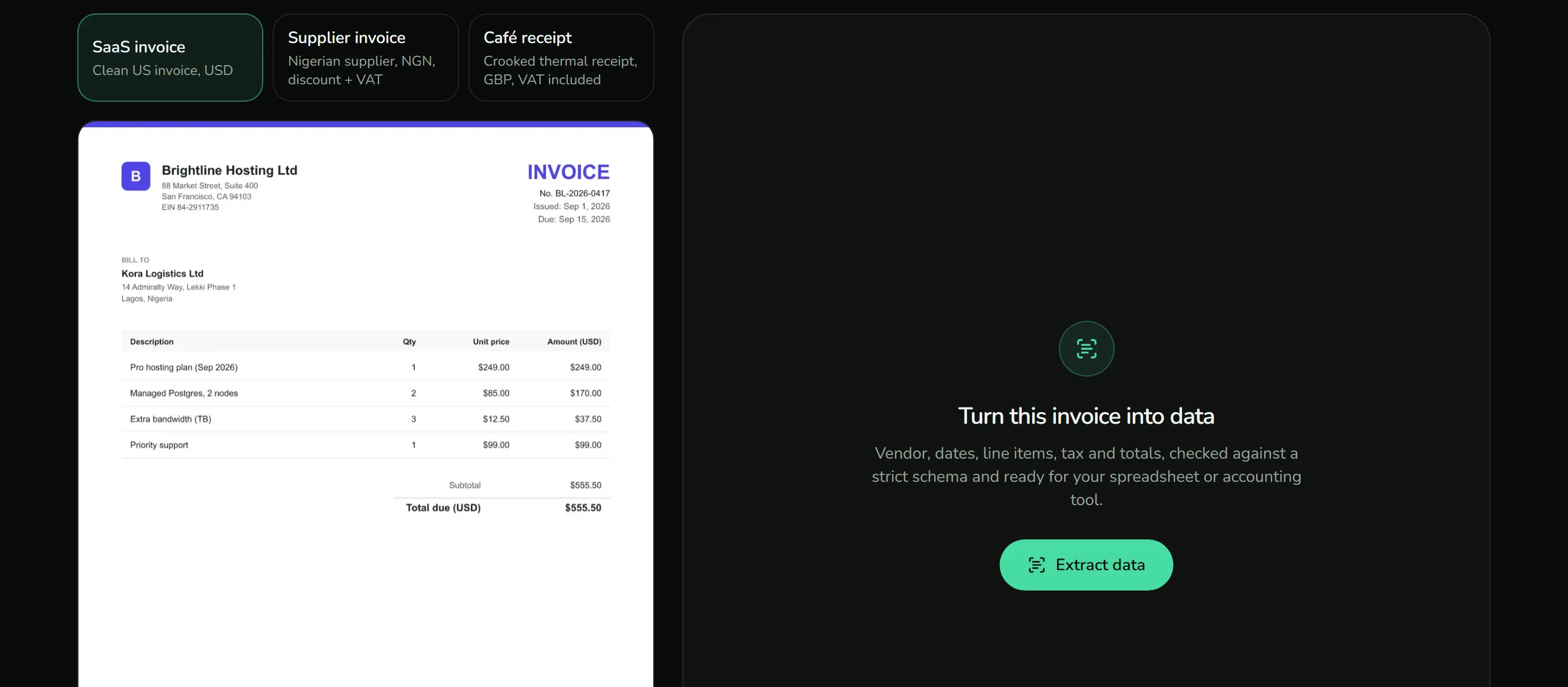 Invoice Extractor — Invoices in, clean data out